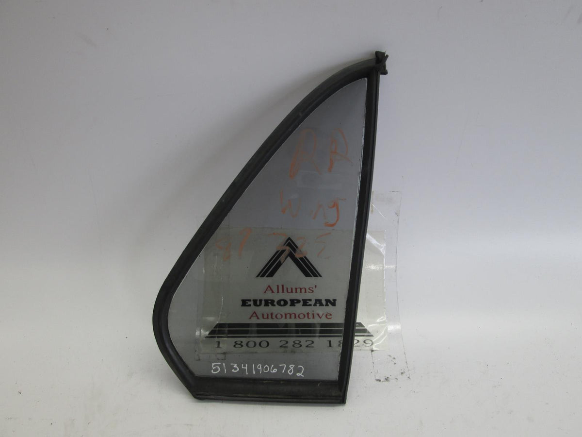 BMW E30 sedan right rear quarter glass window 51341906782 – Allums 